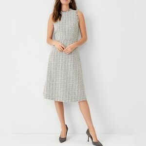 Ann Taylor Black & White Tweed Sleeveless Dress – Size 2